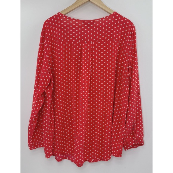 Suzanne Betro Plus Size Red White Polka Dot Roll Tab Boho Blouse Top 4x See Pics - Picture 7 of 12
